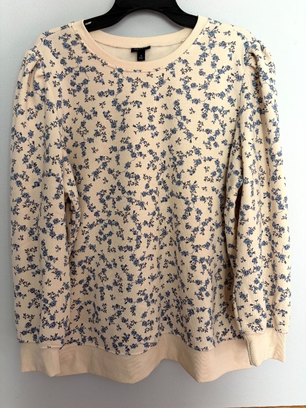 Torrid Women's Sweatshirt Plus size 1 1X Cream Blue Floral NWOT
